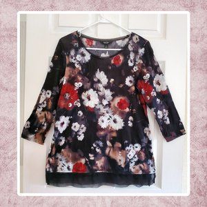 SimplyVeraWang 3/4 Sleeve Chiffon Trim Tunic